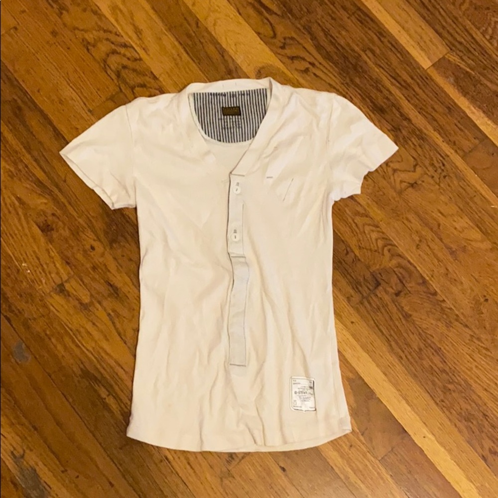 G-Star white tight fitted T-shirt